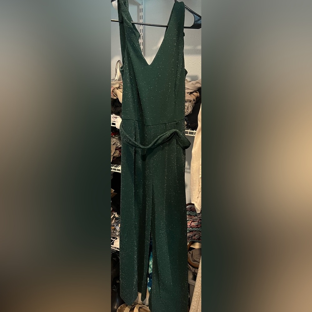 Green romper with shimmer